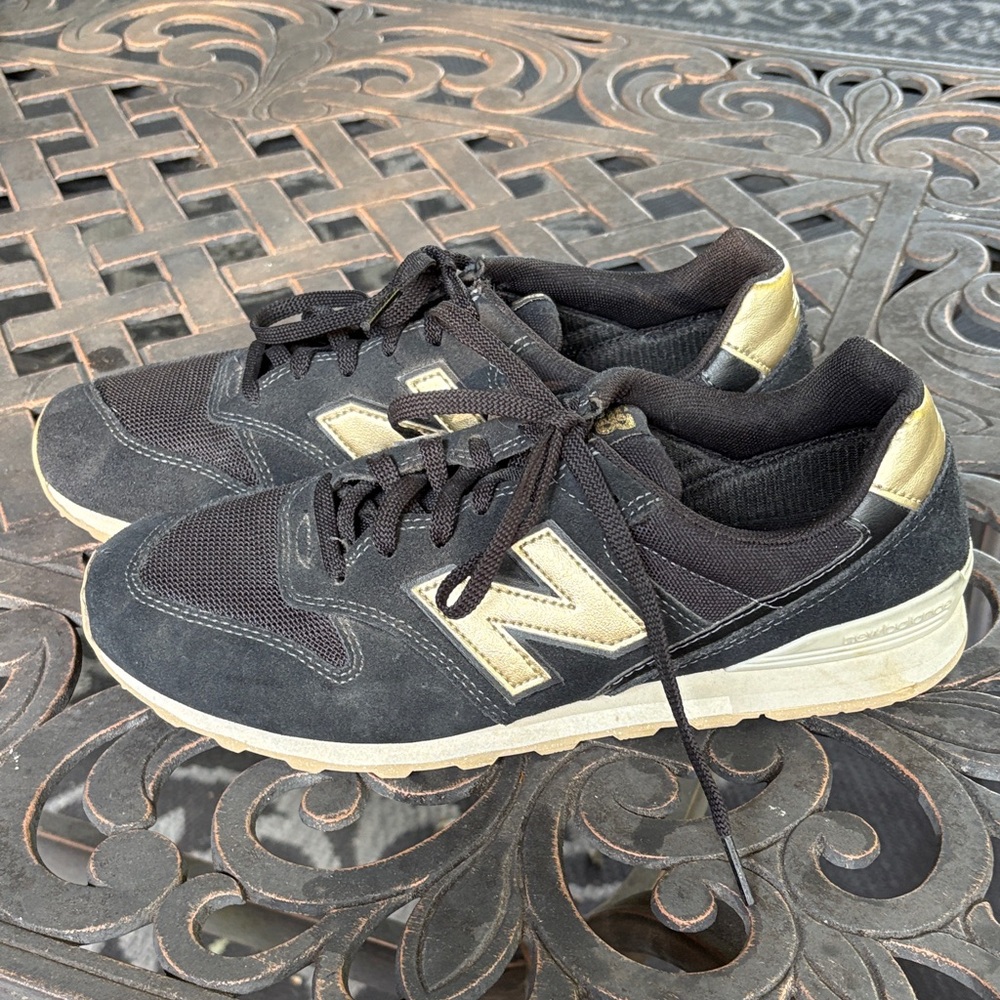 New Balance Black and Gold Athletic Sneakers
